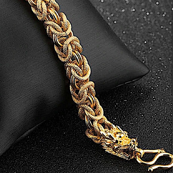 Dragon Hold Plated Byzantine Unisex Bracelet - Picture 9 of 14